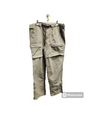 North Face Convertible Pants Mens    Sz. L Khaki Belted Nylon Zip Off Shorts